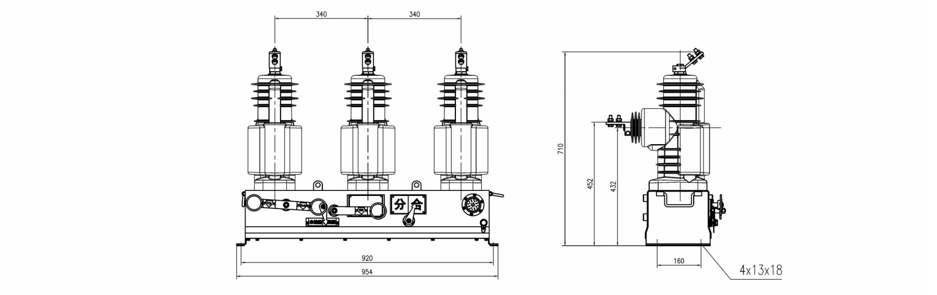 ZW32-12型標準化一二次融合成套柱上斷路器(深度融合電子支柱式)